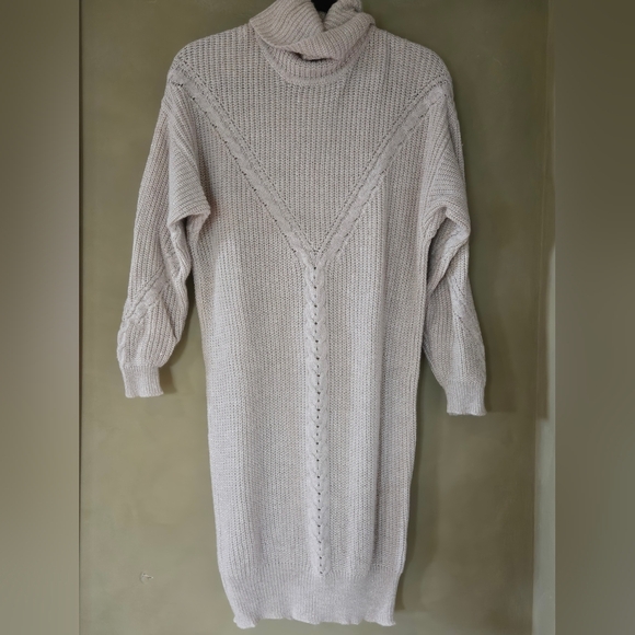 ESQUALO | Soft Cream Turtleneck Sweater Dress, Size S (Oversized) - Picture 1 of 7